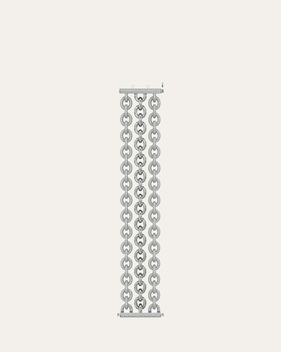 18K Gold 3 Row Diamond Link Bracelet